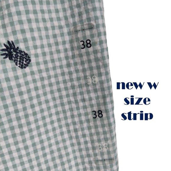 TOMMY HILFIGER Gingham Check Seersucker w Pineapple Cotton Shorts Sz 38 New - Picture 5 of 10